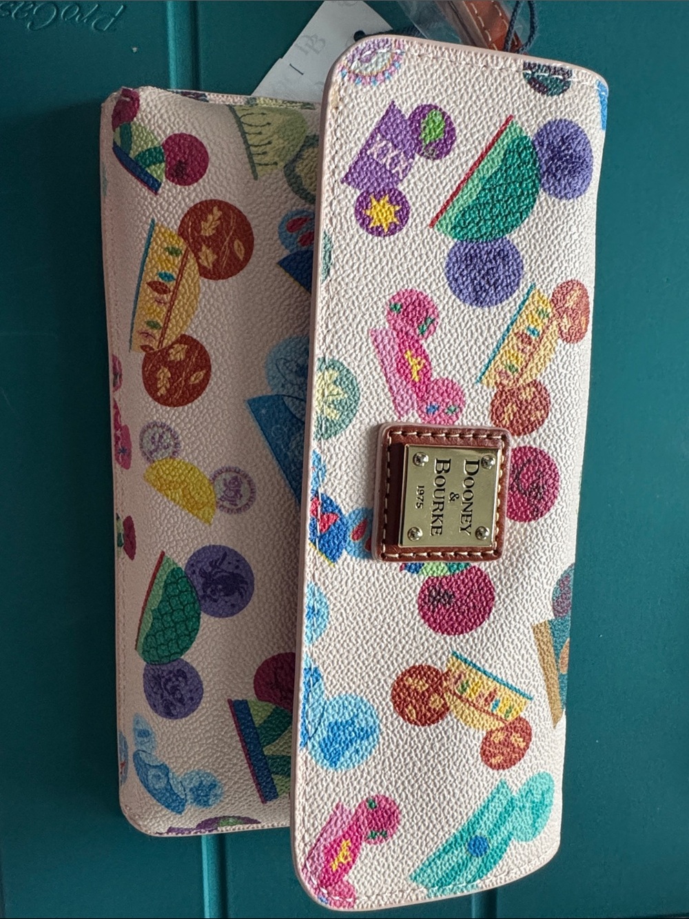 Dooney & Bourke White Multicolor Patterned Continental Wallet